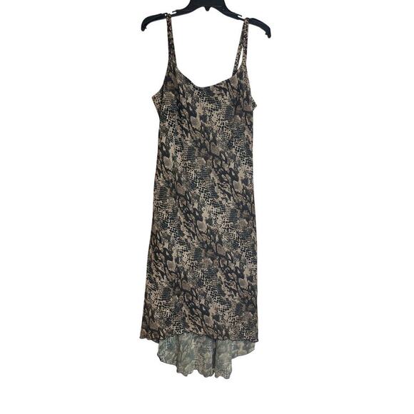 Vintage Believe Snake Print Asymmetrical High Low Hem Midi Dress Women's Size 10 - Picture 2 of 5